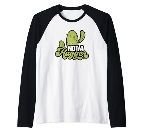 Not A Hugger Funny Vintage Sarcastic Cactus Graphic Maglia con Maniche Raglan