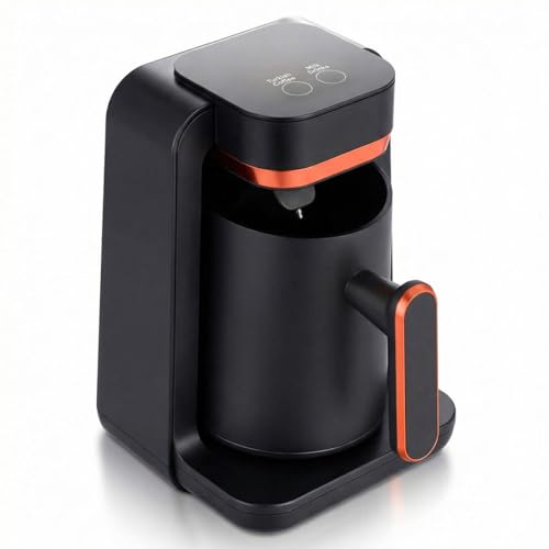 MOZZARE Turkish Coffee Maker Electric 280ml (1-4 cups), 500W Portable Coffee Heater & Tea Milk Warmer Pot with Temperature Sensor, Double-Sided Pouring Lip for Home, Office, Travel (EU Plug)