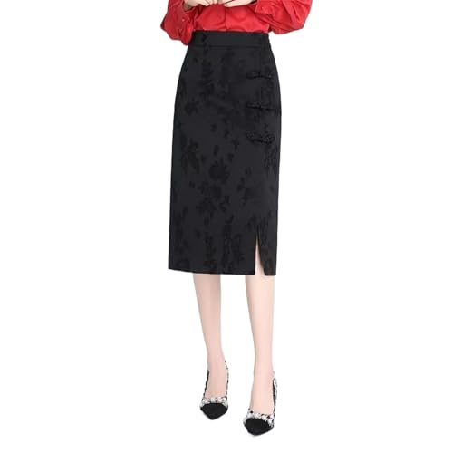 Jupe jacquard vintage femme à coupe ajustée et taille élastique confortable
