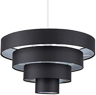 MiniSun Modern 4 Tier Grey Fabric Ceiling Pendant Light Shade