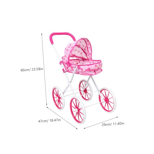 CLISPEED Kinderwagen Puppenwagen mit Realistischem Design und Zubehör Faltbarer Puppenbuggy für Mädchen Großes Puppen Kinderwagen Modell für Doll Pretend Play – Bild 3