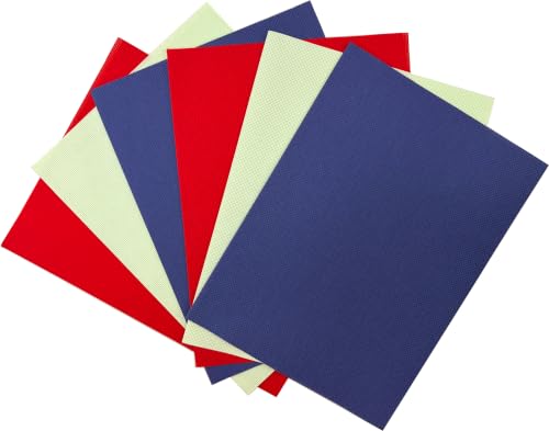 Image of KCS 4 /6 pc of 12 inch x 18 inch(30cmx45cm) 16 Count Cotton Aida Cloth Cross Stitch Fabric (6 pc,Red+Light Green+Jeans Blue)