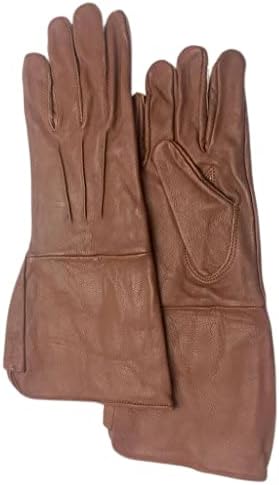 Medieval Gauntlet leather cosplay gloves long arm cuff (Cognac, XX-Large)