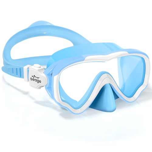 Seago Kids Swim Goggles Diving Scuba Mask Goggles for Boys Girls Teens Youth, Anti-Fog 180° Clear View Kids Pool Underwater Beach Swimming Goggles with Nose Cover, Soft Silicone Skirt for No Leaking