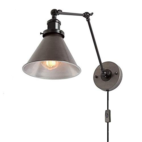Aplique de Pared Moderno, lámpara de Pared Industrial con luz de Lectura de Brazo Largo Ajustable E27, luz de Metal Antiguo con Interruptor, Estilo Retro para Restaurante, Sala de