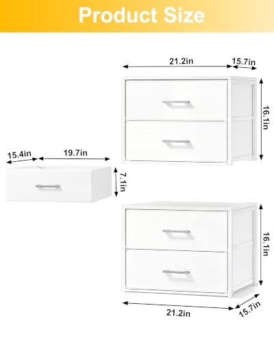 Image of Fixwal Closet Drawers for Clothes, 2 Pack, 4 Drawers Stackable, 21.2 inch Wide