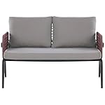 Loungeset Sciacca 4-Sitzer Schwarz & Burgunderrot