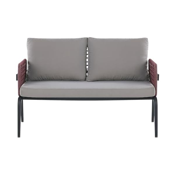 Loungeset Sciacca 4-Sitzer Schwarz & Burgunderrot