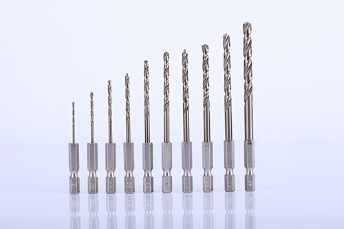 ROGAPER ドリルビット 1.5mm~6.0mm 10本セット ドリル刃 六角ビット ショートドリ 六角軸ドリル コバルトハイス鋼M35HSS-Co 電動ドリルビット 鉄工、木工、DIY、金属、ステンレス、プラスチックに適用