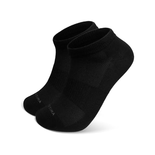 LOFIR Calcetines Cortos de Bambú para Hombre: Calcetines Invisibles Transpirables Anti-Olor y Sin Costuras Para Verano Running Trabajo Negro 1 Pares 43-46