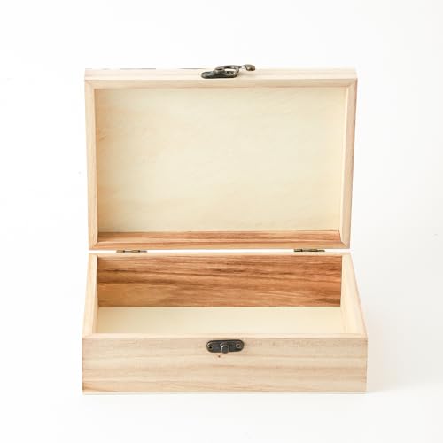 Image of 8 PCS Unfinished Wooden Box,6.6X5.1X3.1 in Small Keepsake Box Jewelry Storage Handmade DIY Wooden Boxes Hinged Cover with Front Clasp