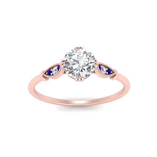 Image of Choose Your Gemstone Delicate Round Cathedral Engagement Ring Rose Gold Plated Round Shape Petite Engagement Rings Minimal Modern Design Birthday Gift Wedding Gift US Size 4 to 12