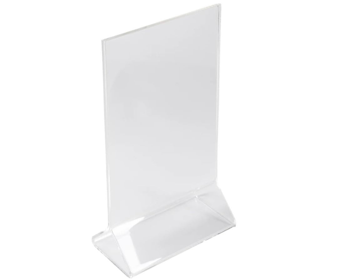 Soro Essentials- Set of 12- Acrylic 4” x 6” Card Holder– Clear Table Menu Display Stand Desktop Display Stand Paper Holder Table Top Sign Holder Suitable for Restaurants Office Home Store