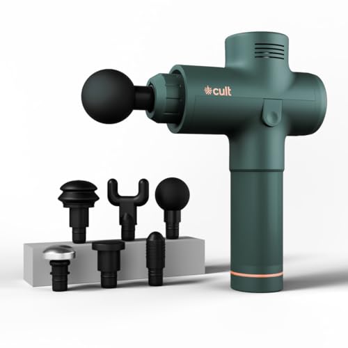 Image of Cult TORQ X Massage Gun for Deep Tissue Muscle Recovery | BLDC Motor, 10mm Amplitude, 6 Speed Levels, 6 Massage Heads, 6-Hour Battery | Pain Relief Massager for Hybrid Athletes, Runners & Fitness Enthusiasts, Green