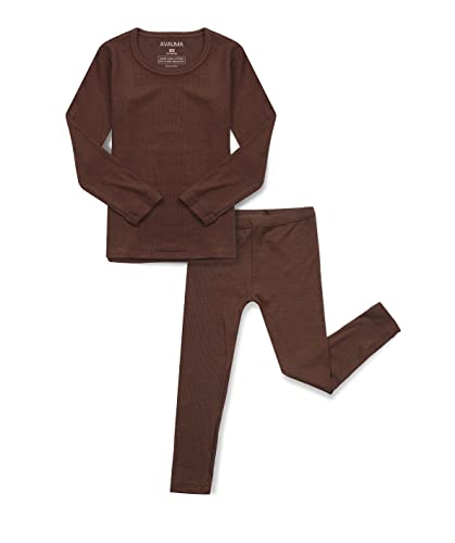 AVAUMA Baby Boys Girls Pajama Set Kids Toddler Snug fit Ribbed Sleepwear pjs for Daily Life Style (JM/Dark Brown(L))