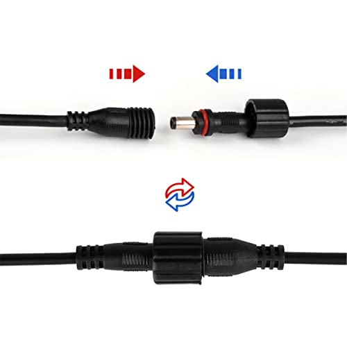 AsanWise IP67 Waterproof DC Extension Cable Cord 3m/9.84ft 5.5 mm x 2.1mm DC Extension Wire Black - Image 2
