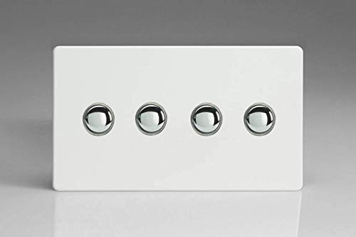Varilight 4-Gang 6A 1-Way Push-to-Make Momentary Switch (Twin Plate) Premium White XDQM4S