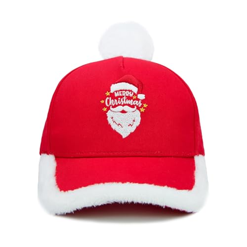Basecap Weihnachten für Damen Herren, Lustige Plüsch Baumwolle Santa...