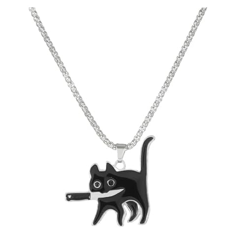 Niaspi Cute Black Cat Pendant Necklace Cover
