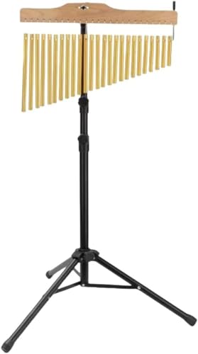 Queeninget打楽器、25/36トーンウィンドチャイム、伴奏木付き、独特の音質、耳に心地よい、木製フレーム、早期教育、音楽への興味を育む (25音ゴールドウィンドチャイム + ブラックブラケット)