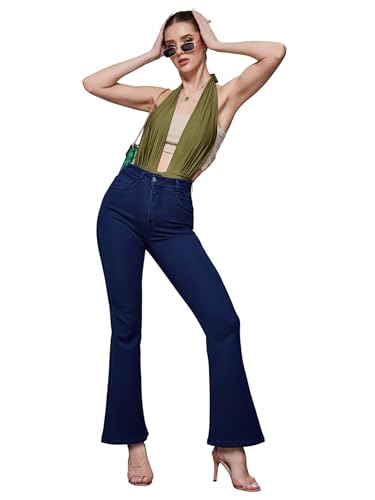 Image of Miss Chase Women's Wide-Leg High-Rise Regular-Length Stretchable Shaping Denim Jeans