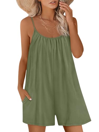 AUTOMET Rompers For Women Vacation Beach Summer Shorts Jumpsuits Overalls 2026 Trendy Dress Fashion Spring Break Outfits Green S