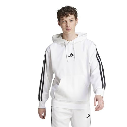 Image of adidas Mens Essentials Three Stripes Fleece Hoodie Athletic Outerwear Casual - Green