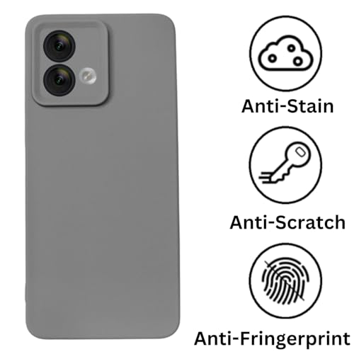 Image of Scalebee Back Cover for Motorola Moto G84 5G Leather Textured Soft and Flexible Matt Finish Anti Slip Scratch Proof Camera Protection Silicon Phone Case (Gray)