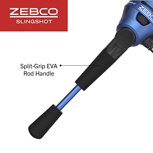 Image of Zebco Slingshot Spincast Reel and Fishing Rod Combo, 2-Piece Fishing Pole, Right-Hand Retrieve, Pre-Spooled with 10-Pound Zebco Line