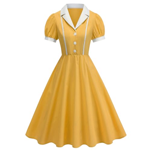 Robe rockabilly manches bouffantes coupe midi flatteuse