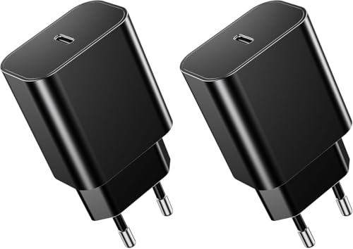 Seadmit 20W Chargeur USB C, Prise PD3.0 Compatible avec i-Phone 17/16/15/14/13 Plus Pro Max Mini, i-Pad, Air-Pods, Samsung Galaxy S25/24/23, Adaptateur USB C Rapide(2 Pack)