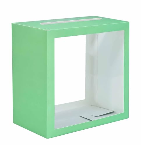 Image of SietDESEO Sage Green Card Box for Party with Clear Window Large Gift Card Box Holder for Wedding Reception Birthday Graduation Baby Shower Raffle Ticket Box