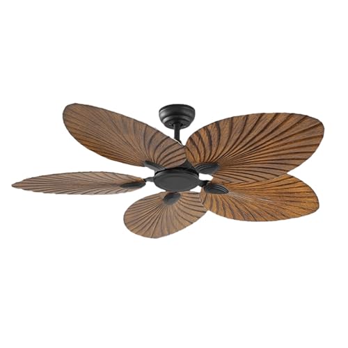 QAZXDRFG Ventiladores Tropicales Hoja De Palma, Ventilador Techo Exterior Tropical 52 Pulgadas Sin Luz, 5 Cuchillas Motor Tranquilo Reversible, Grano Madera para El Porche Patios 52''