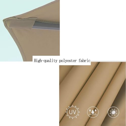 Rectangular Replacement Canopy for 5 Ribs 6.5-8ft Patio Half Umbrella, Outdoor Wall Umbrella Cover, Beige Waterproof Fabric (2.5x1.2m/8x4ft)