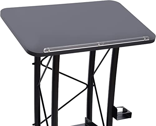 Atril de podio resistente en metal negro satinado para eventos 8