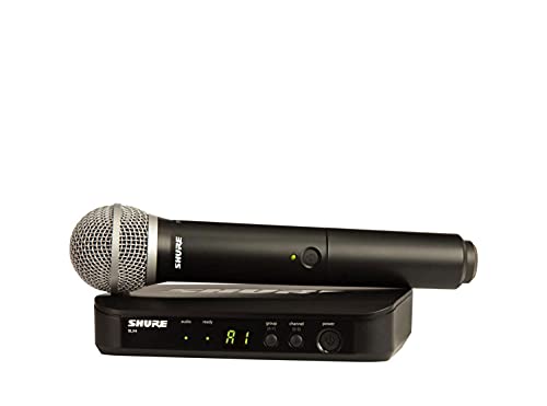 Shure BLX24/PG58 UHF Wireless Microphone System - Perfect for Church, Karaoke, Vocals - 14-Hour Battery Life, 300 ft Range | Includes PG58 Handheld Vocal Mic, Single Channel Receiver | J10 Band