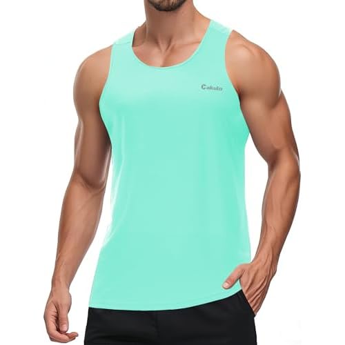 Cakulo Mens Tank Tops Big and Tall Swim Shirts Running Quick Dry Workout Sleeveless Summer Beach Muscle Athletic Top