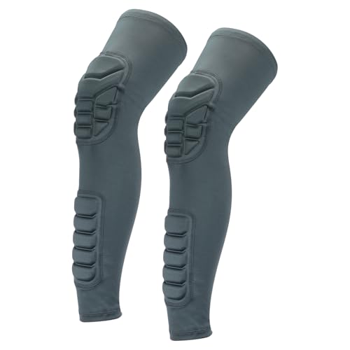 PATIKIL L Knee Calf Pads, 2 Pack Knee Braces Pad Compression Leg Sleeve Protective Calf Shin Guard for Youth Adults Football Basketball Baseball, Grey
