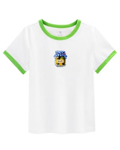 Image of Stelle Girls Retro Graphic T Shirt Soft Stretch Crewneck for School | Lightweight, Breathable, Soft, Stretchy, Cherry graphic, Relaxed fit, School, Play, Sports, Everyday wear, Vintage style