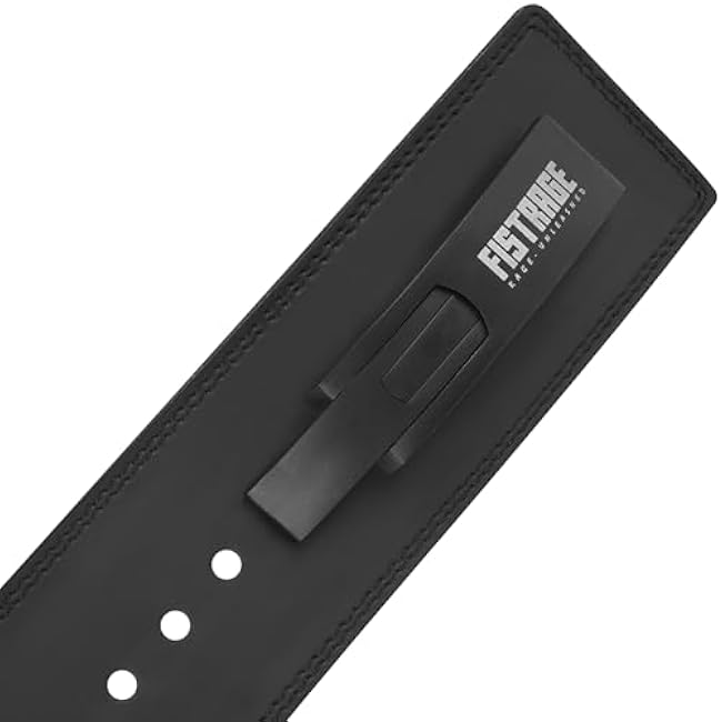 FISTRAGE Lever Buckle Weight Lifting Leather Black Belt Gym Back Support for Men & Women Training Fitness Exercise for Tough Workouts | Power Lifters | Supports Lumber Lower Back