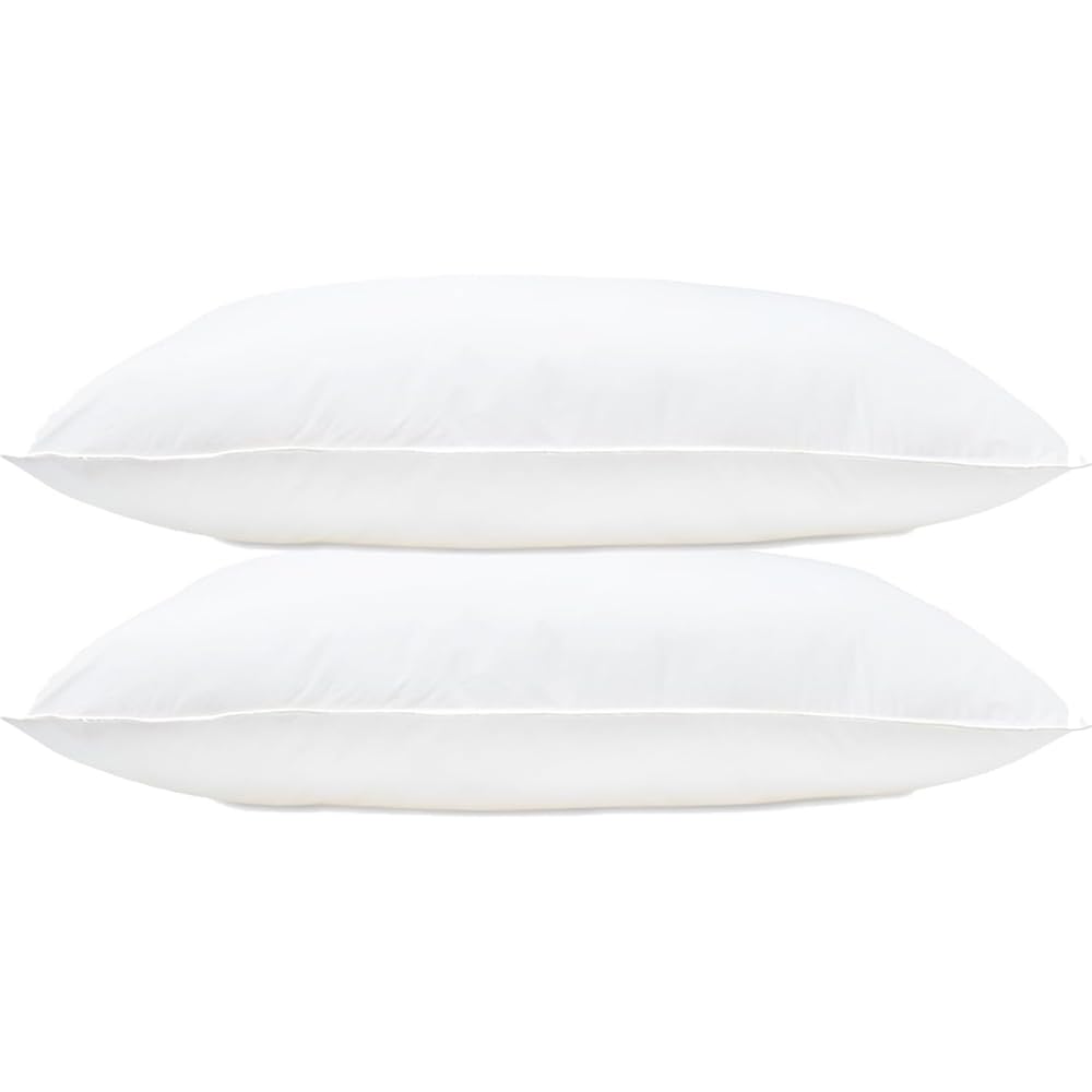 Uk Care Direct White Piped Pillow 2 Pack Cotton Pillow Pair - White Piping Edge For Comfort & Support - Cushion With Hollowfibre Filling - Medium Firmness Hypoallergenic Pillows - 71Cm X 46Cm [27” X 18”]