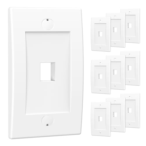 Cable Matters UL Listed 10-Pack 1 Port Keystone Wall Plate (Cat6, Cat5e Ethernet Wall Plate) in White