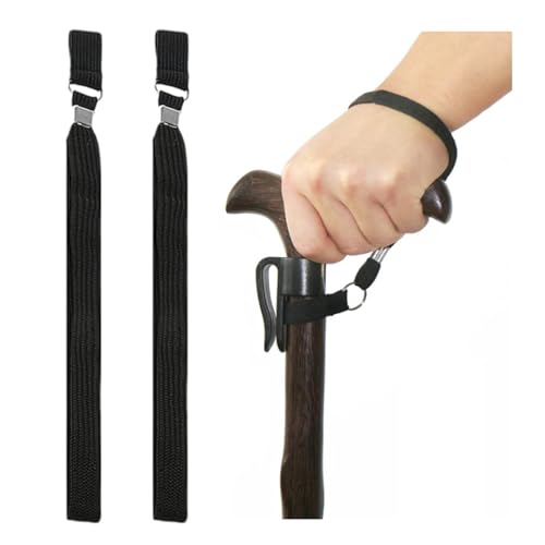 2pcs Walking Stick Wrist Straps, Stick Accessories Strap,Wrist Loop for Walking,Black Nylon Strap Wrist Straps Hand Wristband Crutch Cane Ropes for Hiking Walking,Suitable For Elderly or Other Users