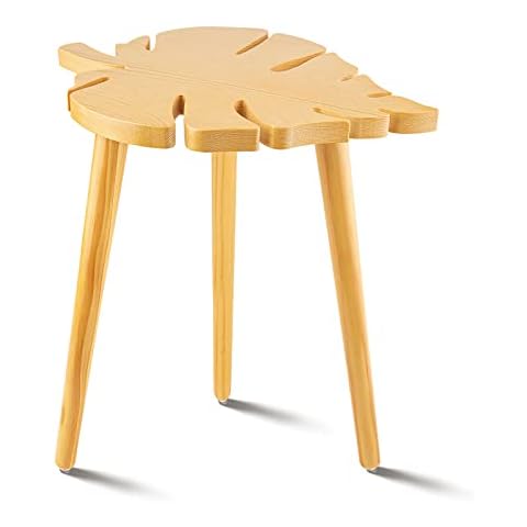 Plant Stool Stand for Indoor Plant, Pine Wood Modern Monstera Leaves Pot Holder for Living Room, Decorative Wooden Corner Flower Table Display, Tall Tripod Planter Rack for Home Office Patio Bedroom Cover
