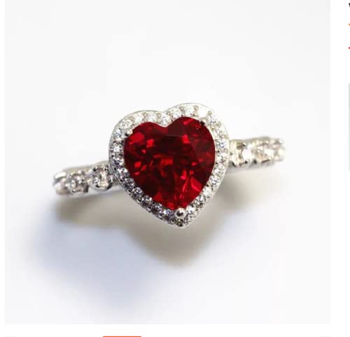 14K Gold Plated Halo Ring | Heart Ring for Women | Square Round Promise Rings for Her 925 Sterling Silver Heart Shaped White Opal Engagement Promise Band Ring2