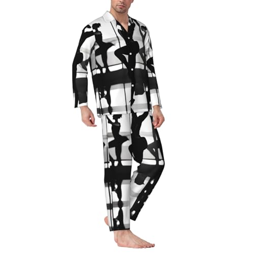 Pyjama classique à col cranté de qualité supérieure, textile fluide pour nuit douce