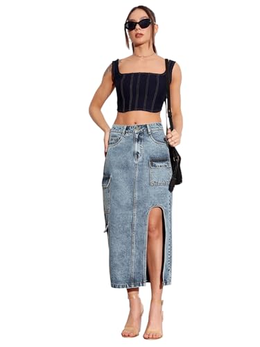 Image of Miss Chase Women's Straight High Rise Mini Denim Skirt