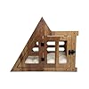 Modern Dog House Indoor, Wooden Dog Crate, Cat House, Bungalow Style Pet Furniture Cozy Bed for Cats, Dogs, Pets, Dog Kennel (Grey, Small)