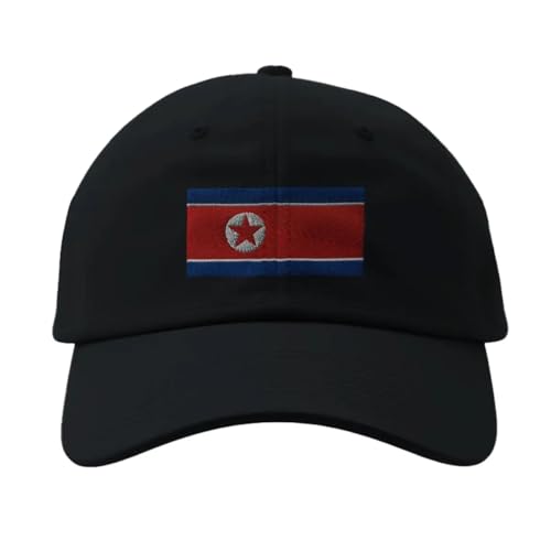 Casquette Drapeau de la Corée du Nord Noir en coton réglable