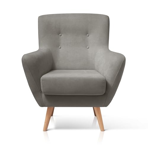 SUENOSZZZ-ESPECIALISTAS DEL DESCANSO Butaca nórdica Izan de una Plaza, sillón tapizado en Tela Antimanchas Color Gris